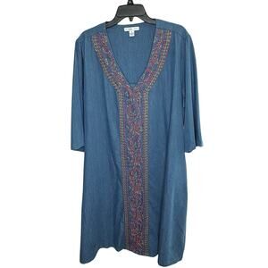 Go Softly Patio 100% Cotton Loungewear Soft Cozy Chambray House Dress Size 1XL